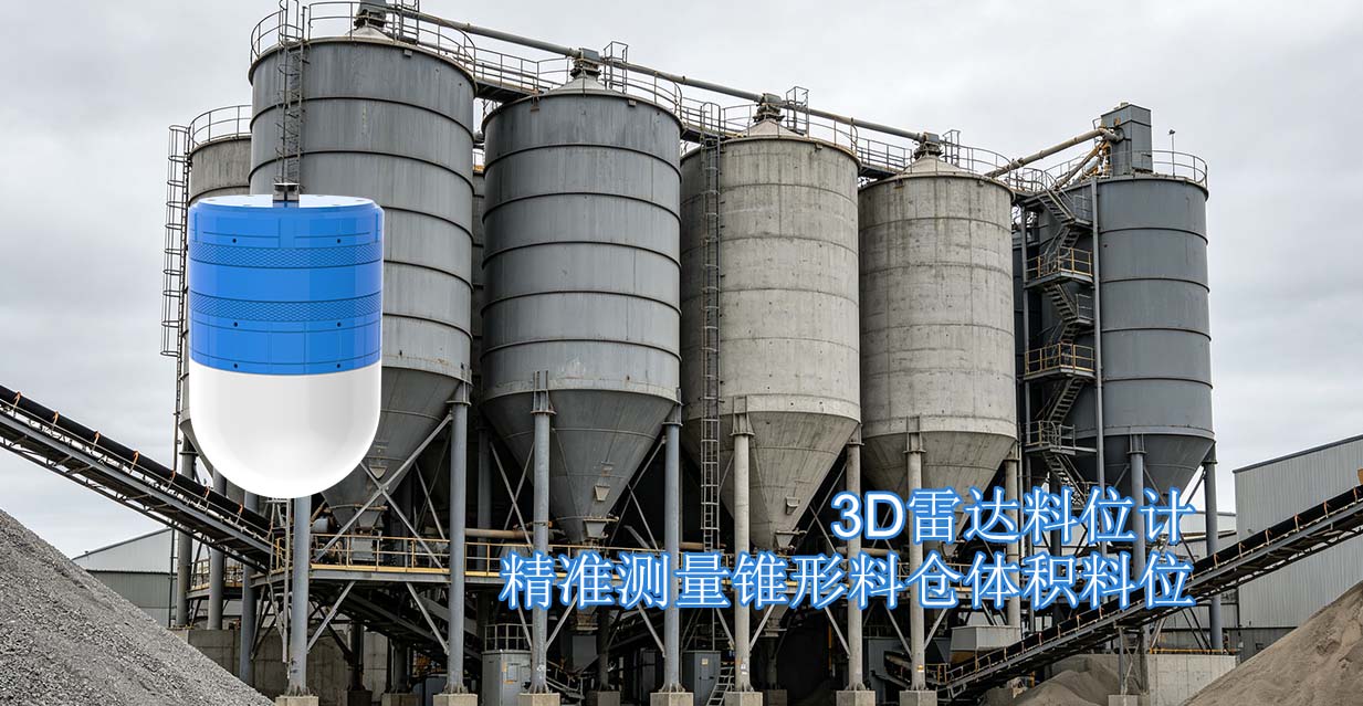 3D雷达料位计精准测量锥形料仓体积料位